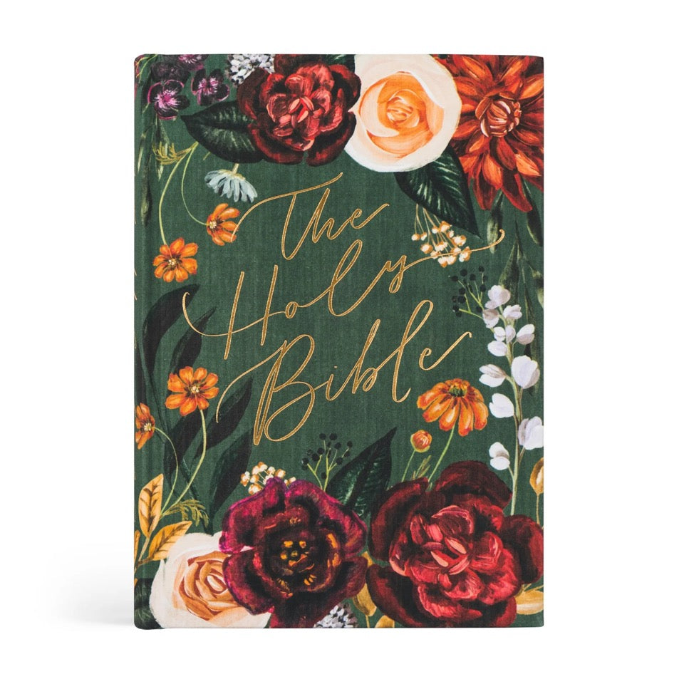 ESV Large Print Journaling Bible : Hunter Green, Floral, The Holy Bible