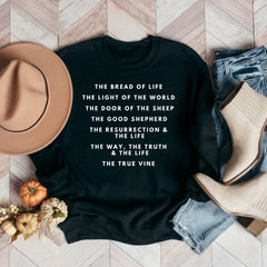 I AM Statements - Faith based sweatshirt - Black w/ White Letter