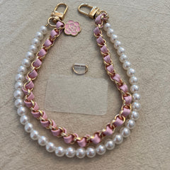 Pink/White Pearl Phone/Keychain/Purse Charm & Wristlet