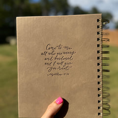 12-Month Undated Planner: Spiral, Matthew 11:28 Come to Me, Sand Color