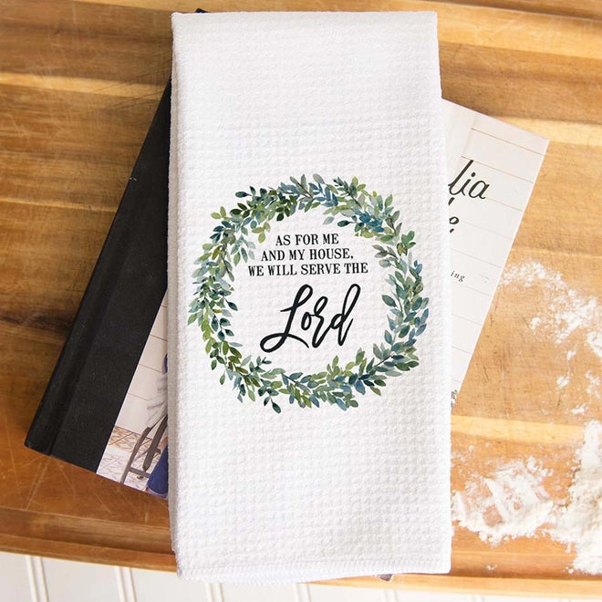 Serve the Lord Kitchen Towel, Floral Dish Towel, Tea Towel