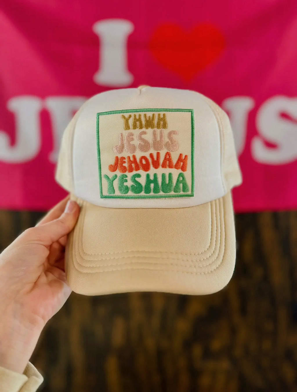 YHWH | JESUS | JEHOVAH | YESHUA Faith Hat – Christian Trucker Hat | The Scripture Store