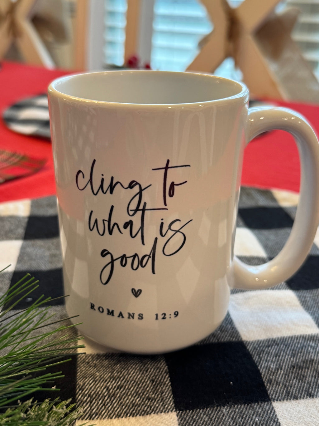 Romans 12:9 Scripture Mug (15 oz) – “Cling to What Is Good” | Christian Gift for Men & Women, Encouragement & Daily Faith