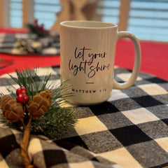 Matthew 5:16 Scripture Mug (15 oz) – “Let Your Light Shine” | Christian Gift for Men & Women, Encouragement & Daily Faith