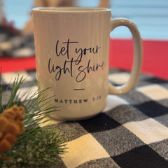 Matthew 5:16 Scripture Mug (15 oz) – “Let Your Light Shine” | Christian Gift for Men & Women, Encouragement & Daily Faith