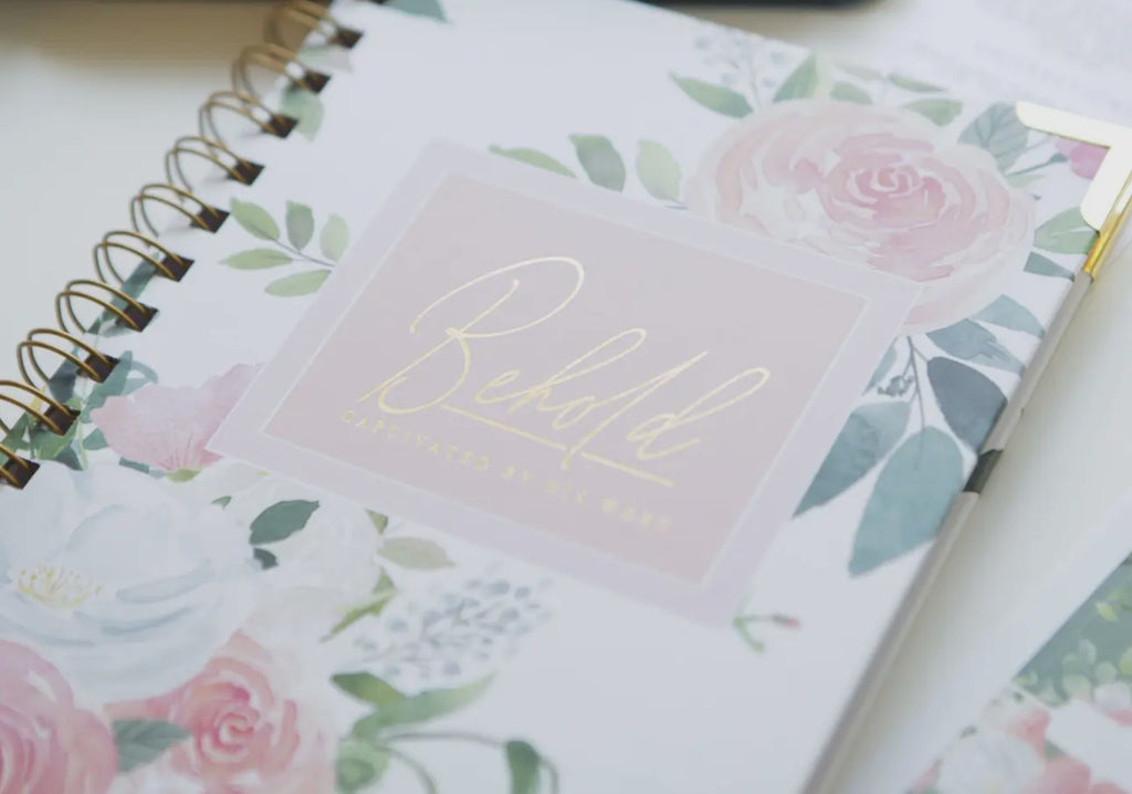 Behold: Captivated by His Word – Pink Floral Bible Study Journal | Christian Journal for Men & Women, Prayer, Reflection & Daily Scripture Study