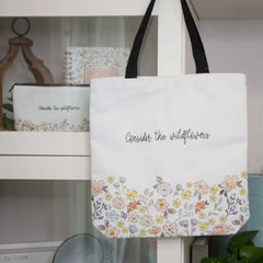 Consider the Wildflowers” Floral Scripture Tote Bag – Christian Tote for Men & Women | Bible Study, Daily Carry & Encouragement