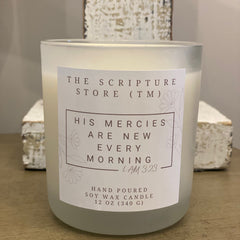 His Mercies are New Every Morning, Lemon Candle, Scripture Gifts